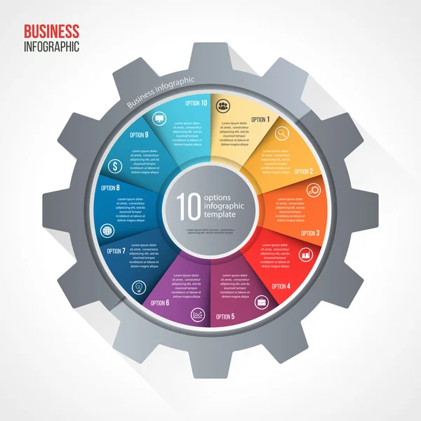 Vektör iş ve sanayi dişli tarzı daire Infographic şablonu — Stok Vektör