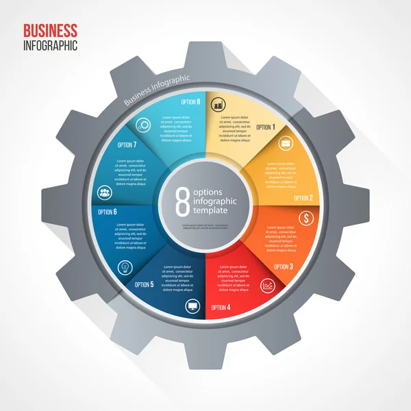 Vetor de negócios e indústria engrenagem estilo círculo infográfico modelo —  Vetores de Stock