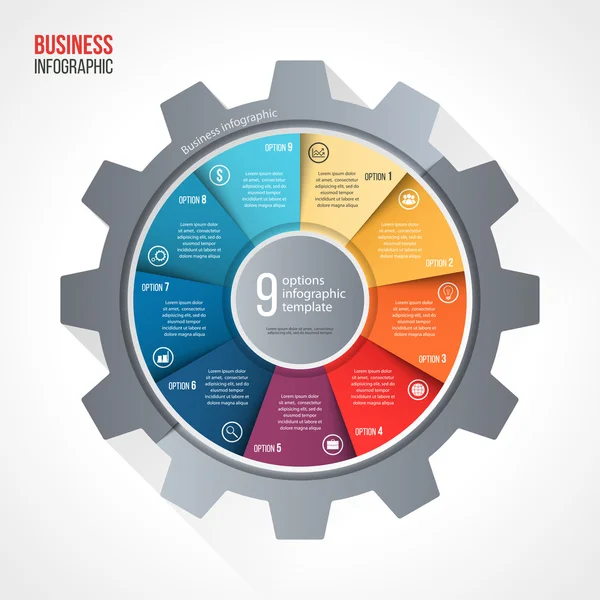 Vetor de negócios e indústria engrenagem estilo círculo infográfico modelo — Vetor de Stock