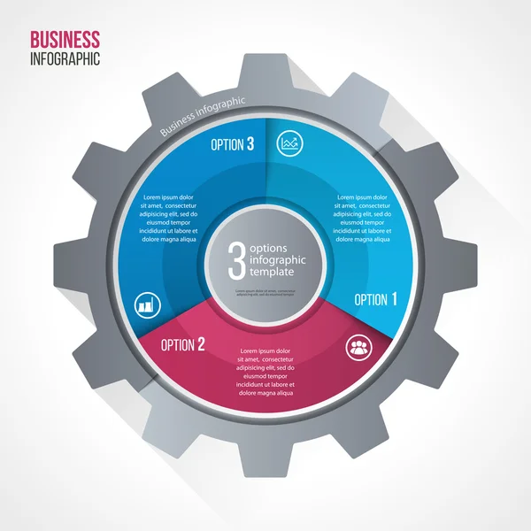 Vetor de negócios e indústria engrenagem estilo círculo infográfico modelo — Vetor de Stock