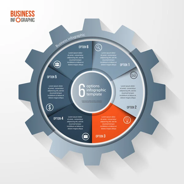Vektor üzleti és ipari hajtómű Stílussablon kör infographic — Stock Vector