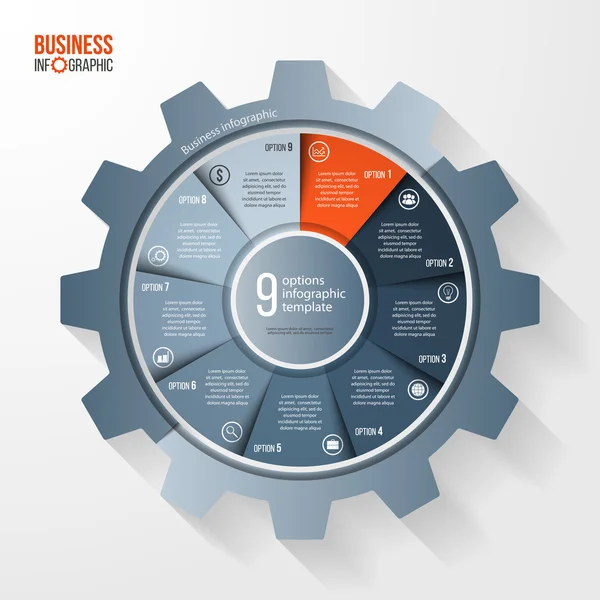 Vektor üzleti és ipari hajtómű Stílussablon kör infographic — Stock Vector