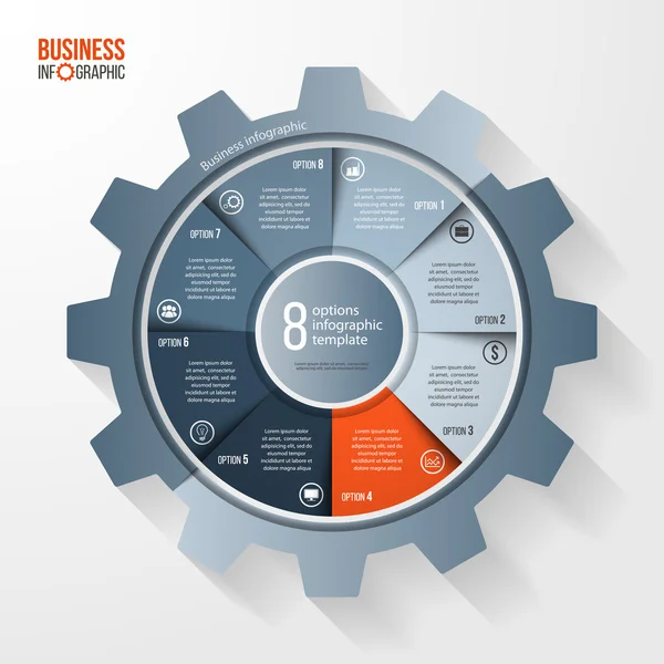 Vetor de negócios e indústria engrenagem estilo círculo infográfico modelo — Vetor de Stock