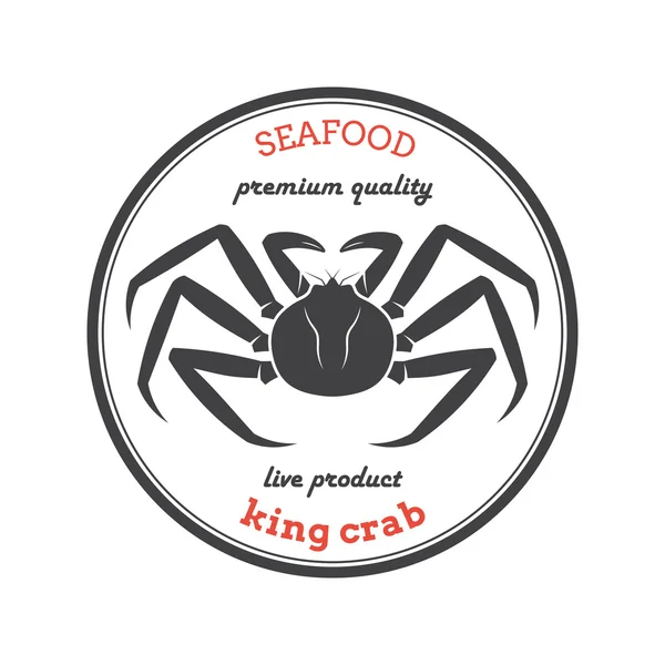 Královský krab silueta vektor. Krab logo. Krab popisek — Stockový vektor