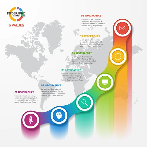 Çizgi grafik Infographic şablonu grafikler ve diyagramlar için — Stok Vektör