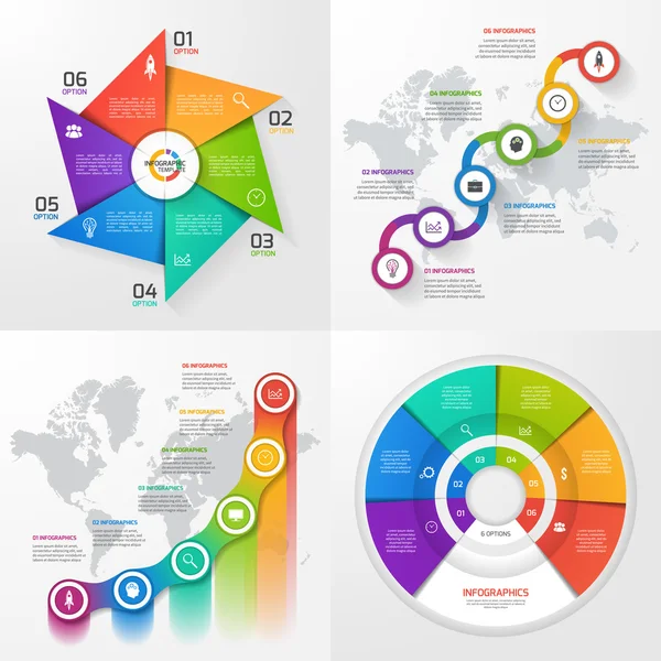 Conjunto de quatro modelos infográficos vetoriais . —  Vetores de Stock