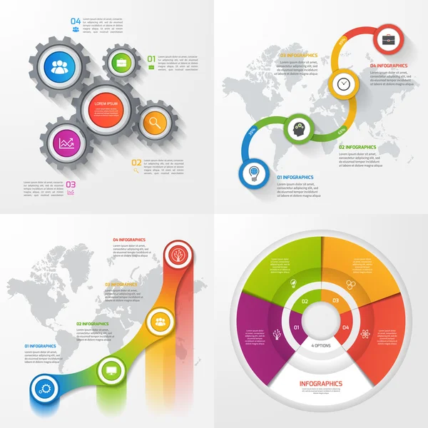 Conjunto de quatro modelos infográficos vetoriais . —  Vetores de Stock