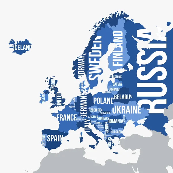 Wektor mapa Europy z granicami i nazwy kraju — Wektor stockowy