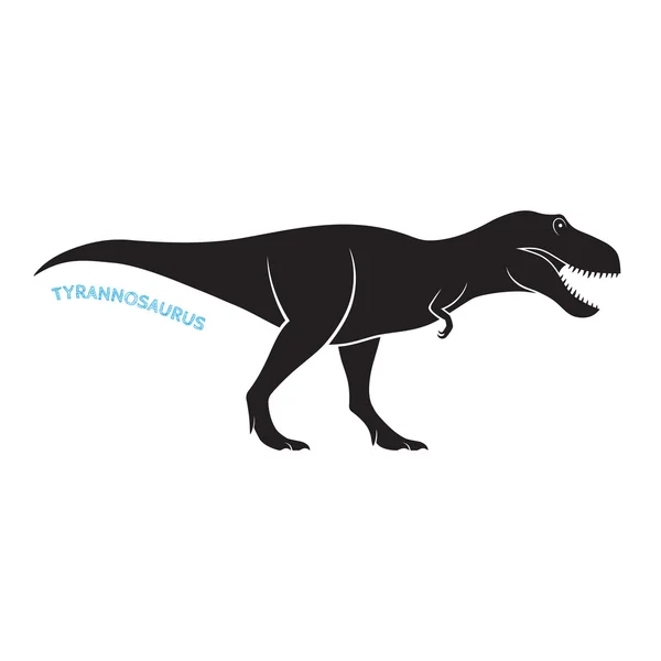 Tyrannosaurus silhueta ícone emblema no fundo branco . — Vetor de Stock