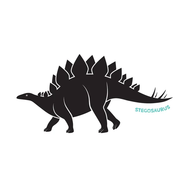 Icono de silueta de Stegosaurus emblema en fondo blanco . — Archivo Imágenes Vectoriales