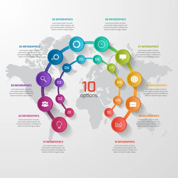 Vektör grafikler, grafikler, diyagramlar için daire Infographic şablonu. İş kavramı ile 10 seçenekleri, parçalar, adımları, işler. — Stok Vektör