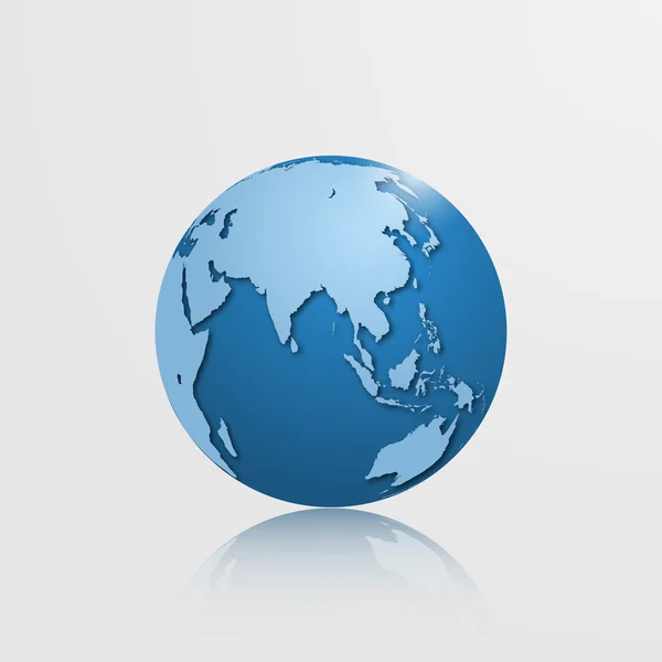 Alto globo vectorial detallado con Eurasia y Oceanía . — Vector de stock
