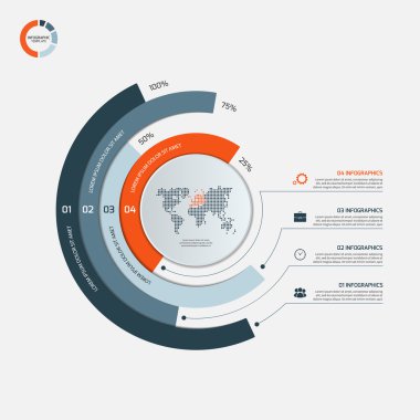 Daire Infographic Şablon 4 seçenekleri ile. İş kavramı. 