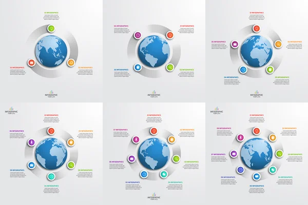 Conjunto de plantillas de infografía circular con globo. Concepto empresarial . — Vector de stock