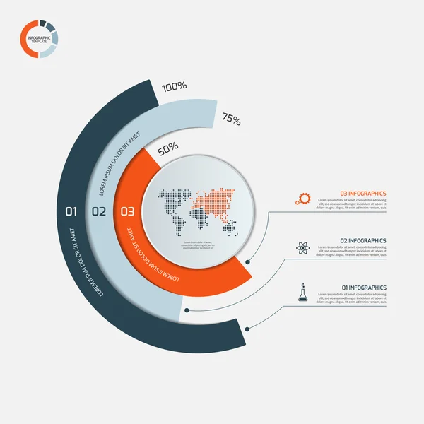 Cirkel infographic sjabloon met 3 opties. Bedrijfsconcept. — Stockvector