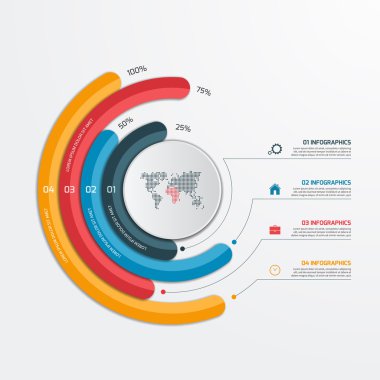 Daire Infographic Şablon 4 seçenekleri ile. İş kavramı.