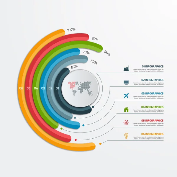 Κύκλος infographic πρότυπο με 6 επιλογές. Επιχειρηματική ιδέα. — Διανυσματικό Αρχείο