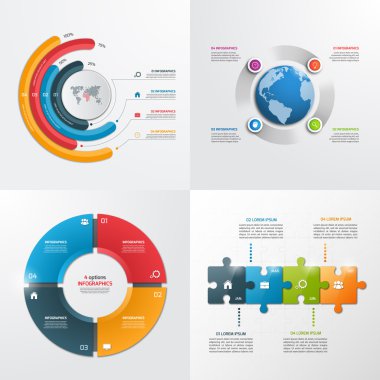 4 adımda Infographic şablonları vektör. İş kavramı.