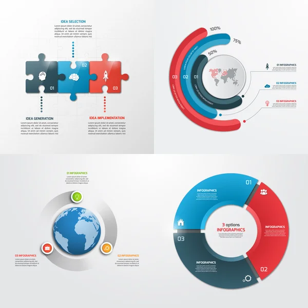 3 steps vector infographic templates. Business concept. — Stock Vector