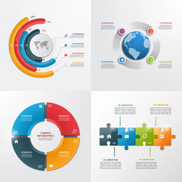 Modèles d'infographie vectorielle en 4 étapes. Concept d'entreprise . — Image vectorielle