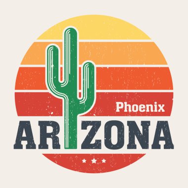 Arizona t-shirt tasarım, baskı, tipografi, tarz saguaro etiketle