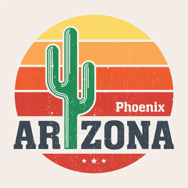 Arizona t-shirt tasarım, baskı, tipografi, tarz saguaro etiketle — Stok Vektör