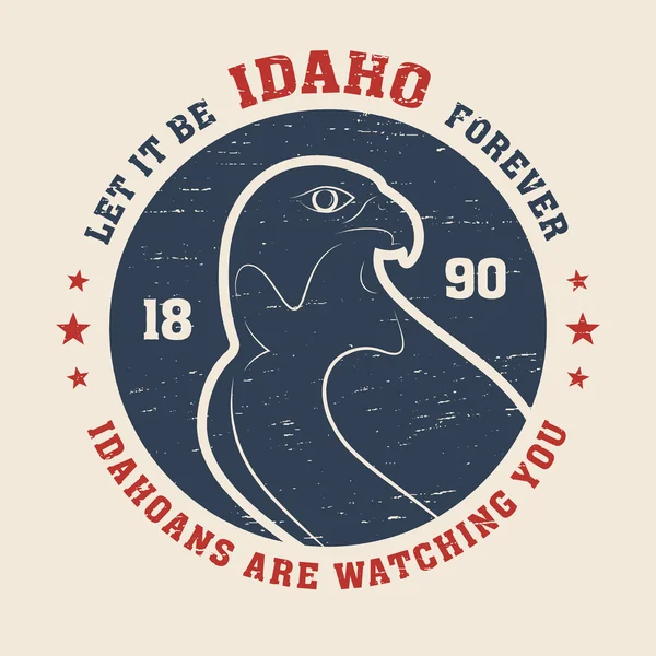 Idaho diseño camiseta, impresión, tipografía, etiqueta con peregrino . — Vector de stock