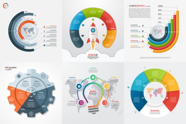 Dizi altı Infographic 5 seçenek, adımları, parçalar, işlem şablonları.