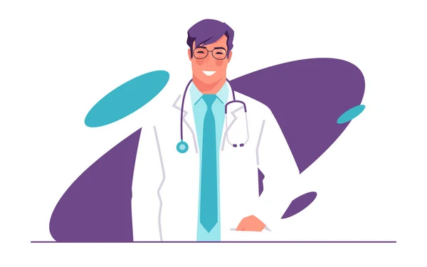 Vektorillustration eines Arztes, Arztes, Therapeuten mit Stethoskop — Stockvektor