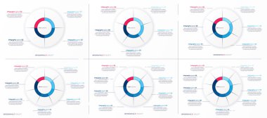 Vektör bilgi yuvarlak şeması şablonları. 45678Seçenekler, adımlar, bölümler