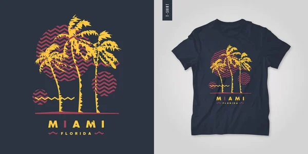 Miami Florida. T-shirt design vetorial, cartaz, impressão, modelo —  Vetores de Stock