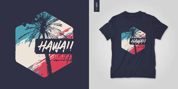 Гаваї. Дизайн футболки, плакат, друк, шаблон — стоковий вектор