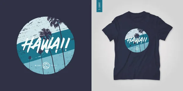 Havaí. T-shirt design vetorial, cartaz, impressão, modelo —  Vetores de Stock