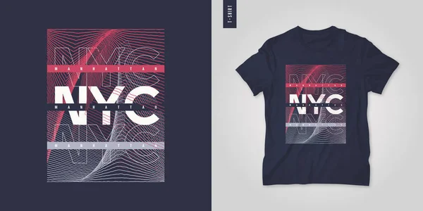 New York City. T-shirt geometrisch vector ontwerp, poster, print, sjabloon — Stockvector