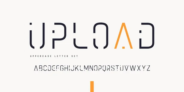 Vetor fino linear sans letras maiúsculas conjunto, alfabeto, tipografia — Vetor de Stock