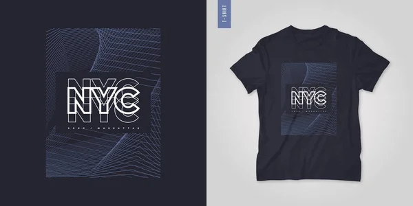 New York City. T-shirt geometrisch abstract vector ontwerp, poster, print, sjabloon — Stockvector