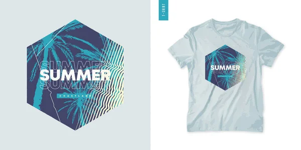 Desenho vetorial de camiseta tropical geométrica, gráfico, impressão —  Vetores de Stock