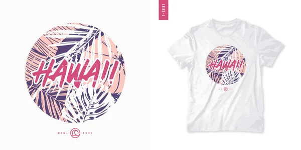 Hawai. Camiseta tropical Vector design, poster, print, template — Vector de stock