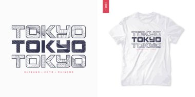 Tokyo mu? Soyut geometrik t-shirt vektör tasarımı, poster, baskı, şablon