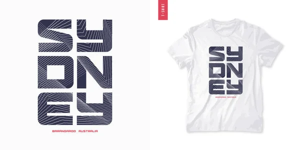 Sydney. Abstraktes geometrisches T-Shirt-Vektordesign, Poster, Druck, Vorlage — Stockvektor