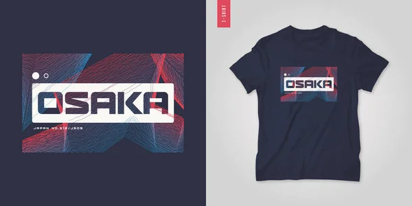 Osaka Japan. Abstract geometric t-shirt vector design, poster, print, template — Stock Vector