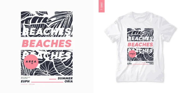 Diseño de camiseta gráfica de verano, impresión tropical, ilustración vectorial — Vector de stock