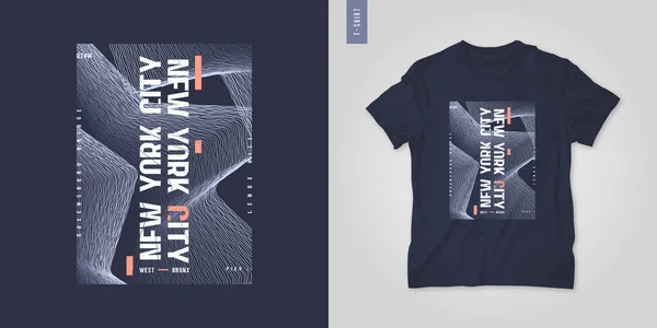 New York City graphic mens t-shirt design, abstract print, vector illustration — Stock Vector