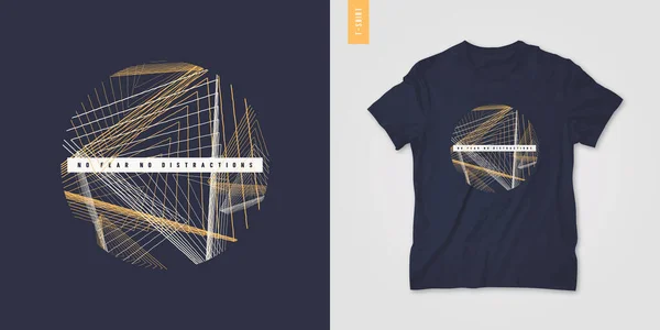 Geometric mens t-shirt design, graphic print, vector illustration — 스톡 벡터