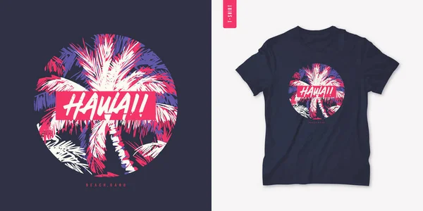 Design graphique de plage Hawaii, typographie, illustration vectorielle — Image vectorielle