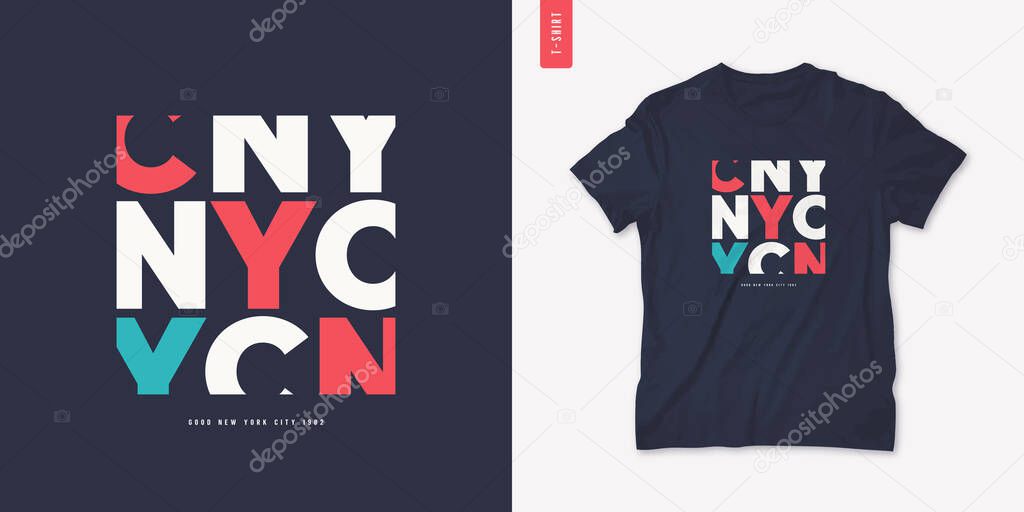 New York City letter t-shirt design, poster, typography. Vector illustration