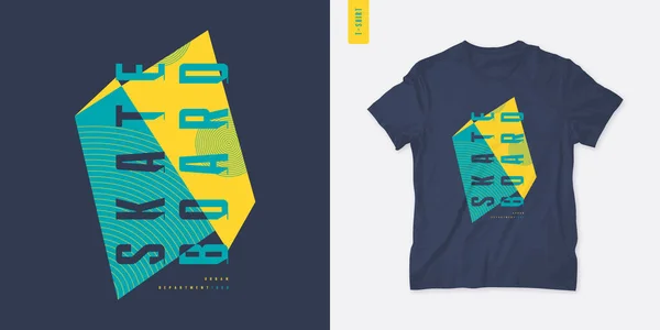 Skate. Projeto gráfico da t-shirt do Streetwear, impressão da letra, ilustração do vetor — Vetor de Stock