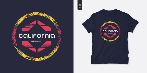 California graphic t-shirt design, geometric print, vector illustration — Archivo Imágenes Vectoriales