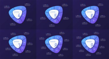 Soyut şekil biçimindeki vektör dairesel şablon kümesi 45678 parçaya bölünür