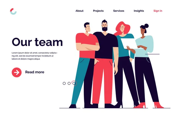 Geschäftskonzept flache Umrisse Vektor Illustration zum Thema Teamwork, Zusammenarbeit, Coworking. Essbarer Schlaganfall — Stockvektor